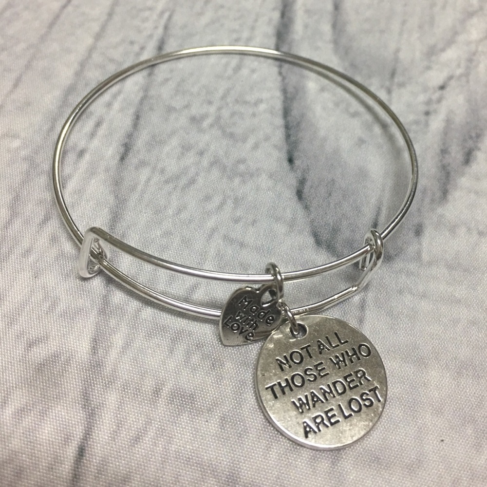 Stainless steel lord of the rings charm bracelet